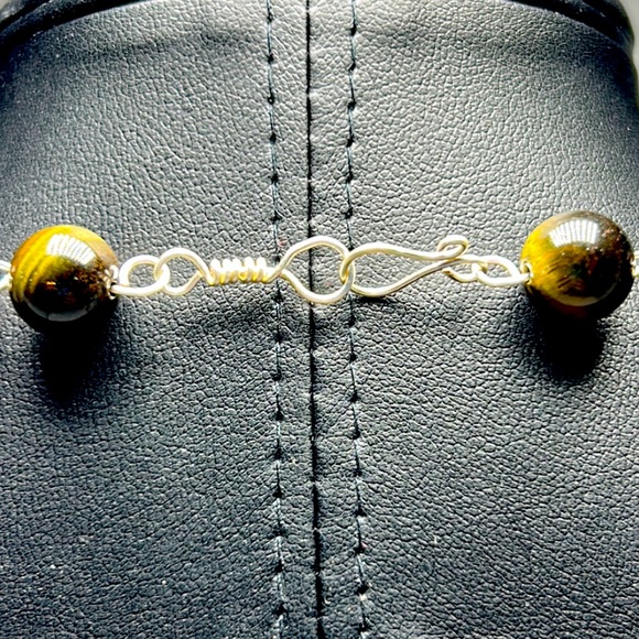 Handmade Bohemian Teardrop Pendant Necklace with Natural Tiger Eye Stones! - Picture 6 of 8